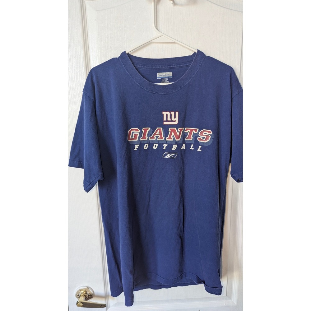 Reebok New York Giants Football T-Shirt Mens Large Blue Short Sleeve Cotton NY - Picture 1 of 5